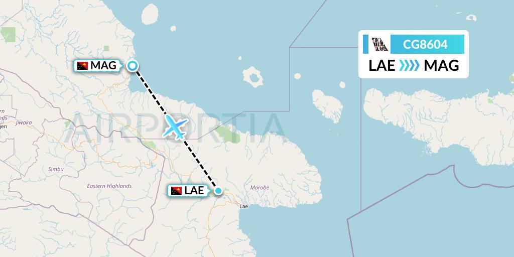 CG8604 Airlines PNG Flight Map: Lae to Madang