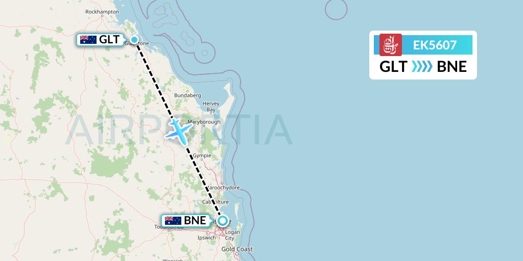 EK5607 Emirates Flight Map: Gladstone to Brisbane