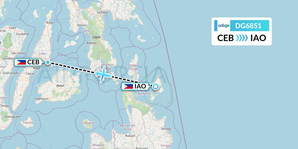 DG6851 Cebgo Flight Map: Cebu to Del Carmen