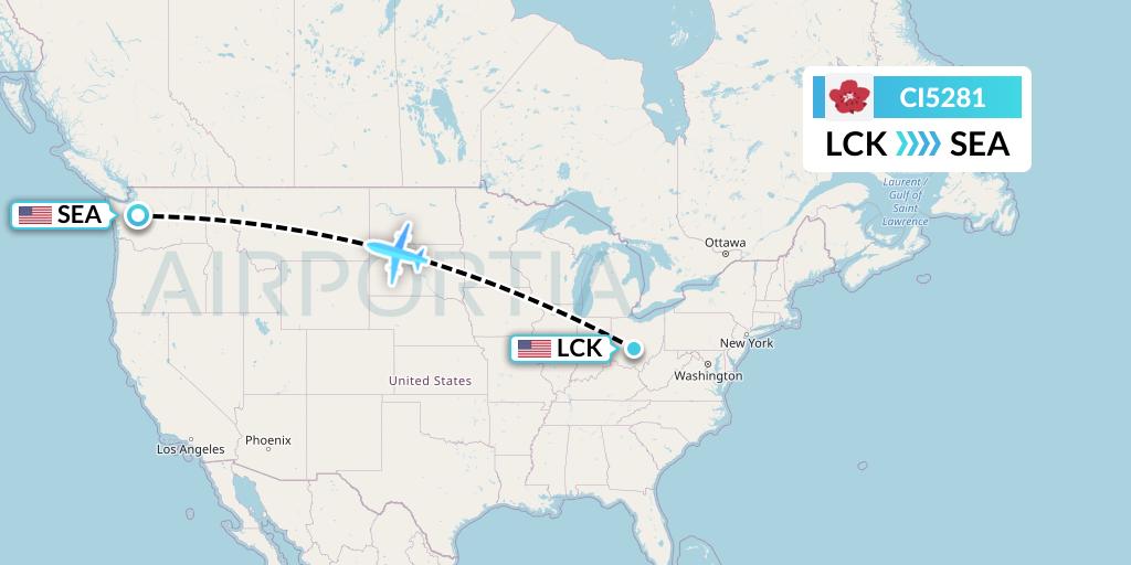 CI5281 China Airlines Flight Map: Columbus to Seattle