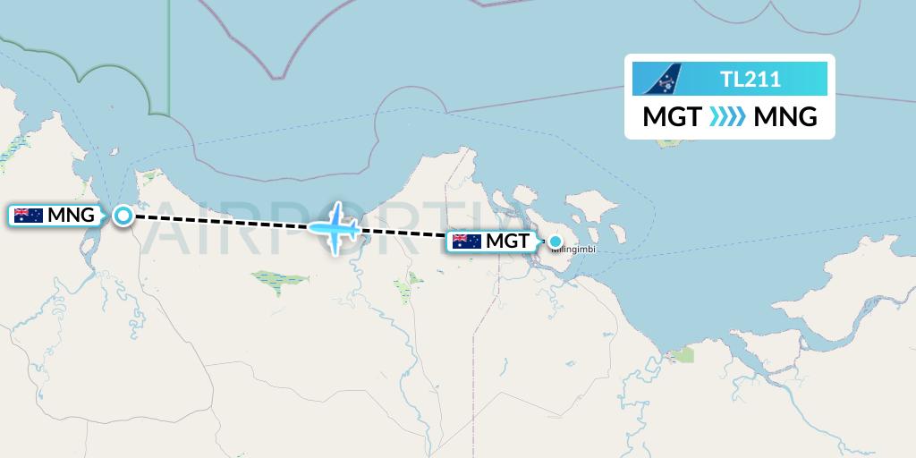 TL211 Airnorth Flight Map: Milingimbi Island to Maningrida