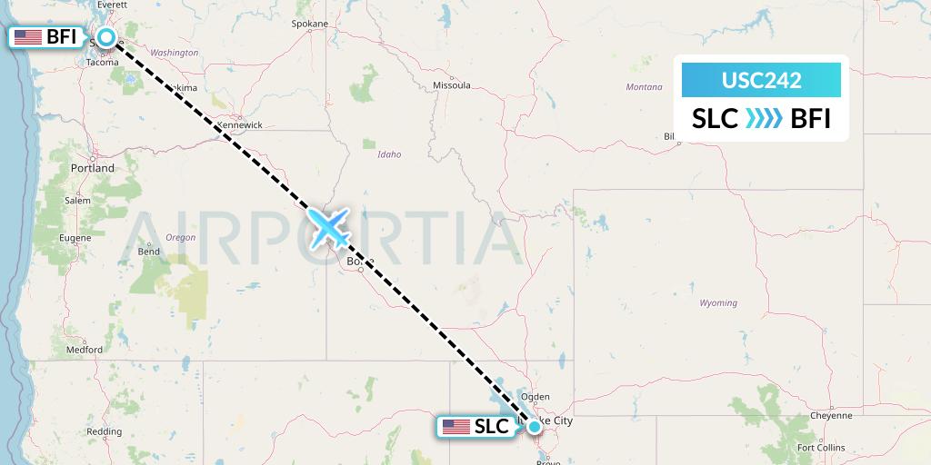 USC242 Airnet Express Flight Map: Salt Lake City to Seattle