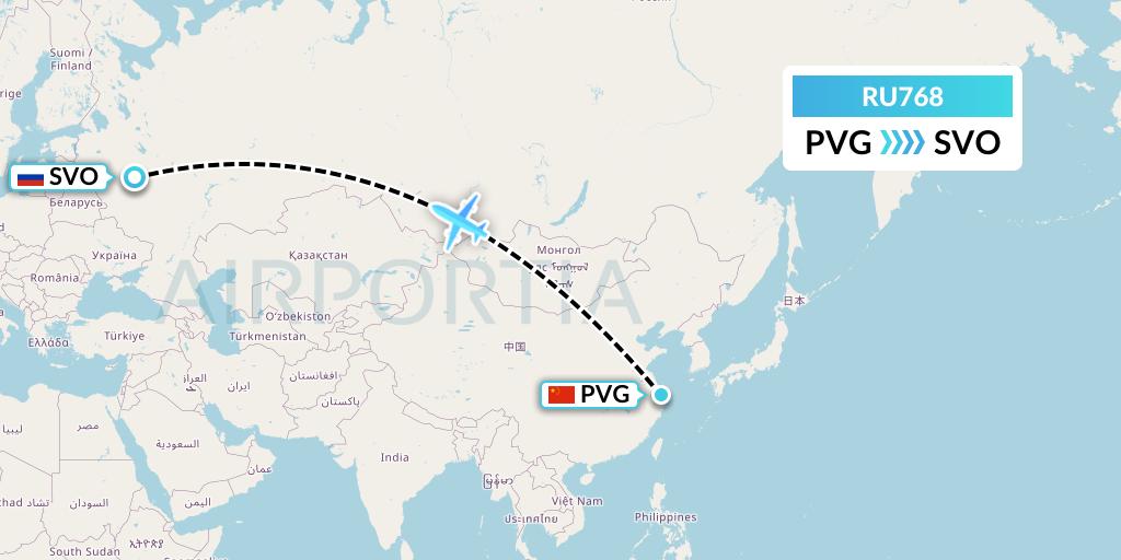 RU768 Flight Status AirBridgeCargo Airlines: Shanghai to Moscow (ABW768)
