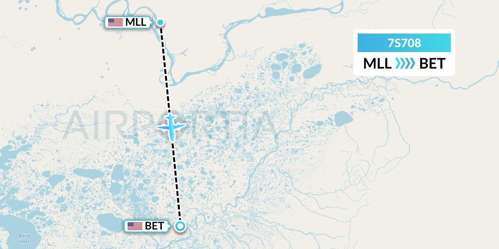 7S708 Ryan Air (USA) Flight Map: Marshall to Bethel