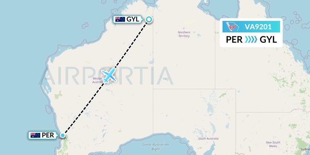 VA9201 Virgin Australia Flight Map: Perth to Argyle