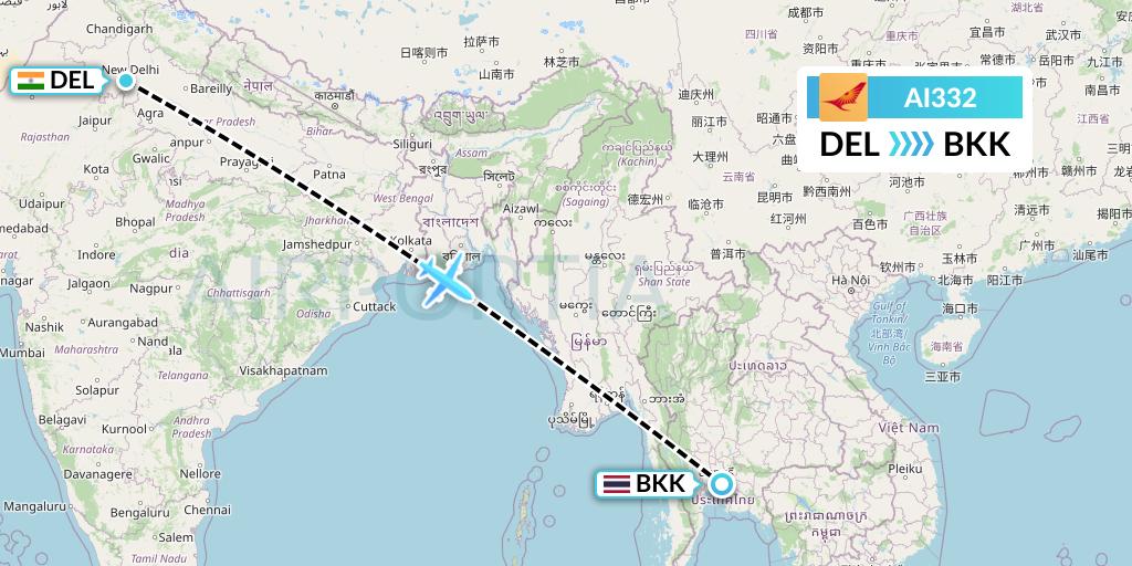 AI332 Flight Status Air India Delhi to Bangkok (AIC332)