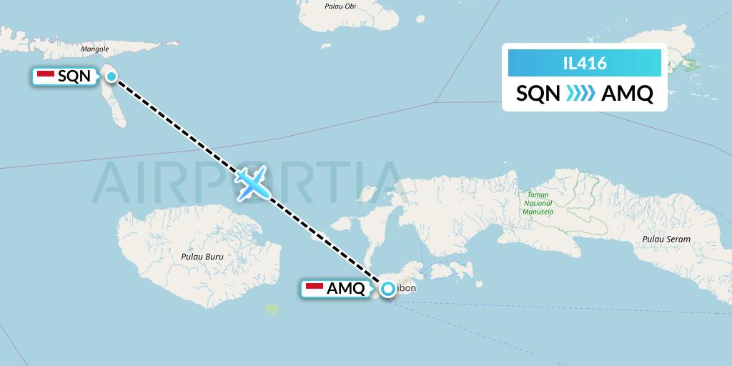 IL416 Trigana Air Service Flight Map: Sanana-Seram Island to Ambon
