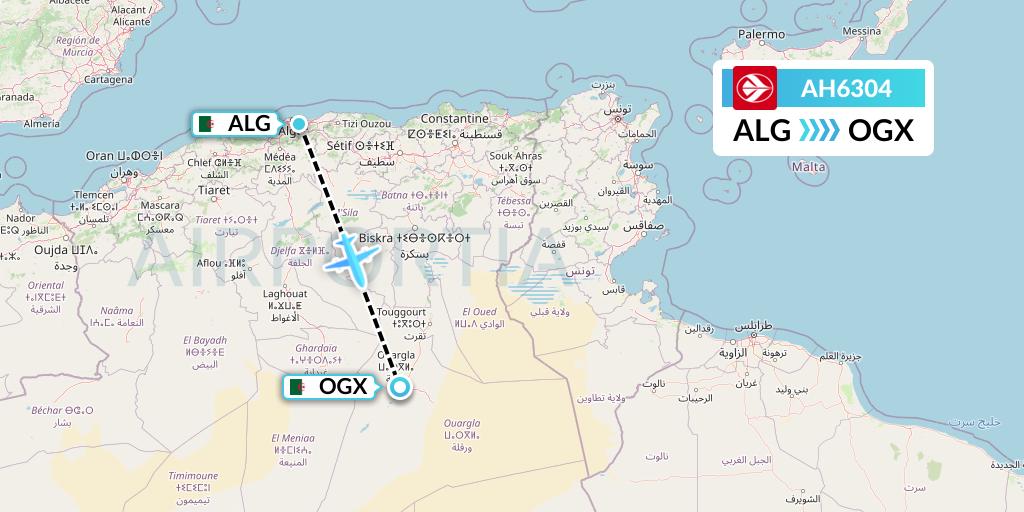 AH6304 Air Algerie Flight Map: Algiers to Ouargla