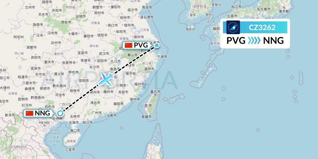 CZ3262 China Southern Airlines Flight Map: Shanghai to Nanning