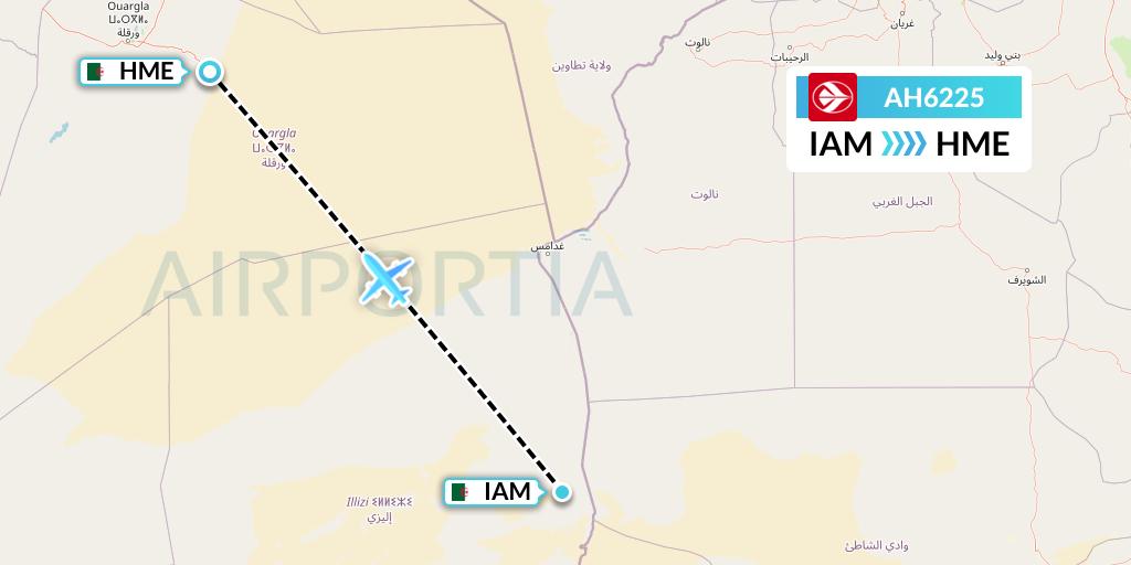AH6225 Air Algerie Flight Map: Amenas to Hassi Messaoud