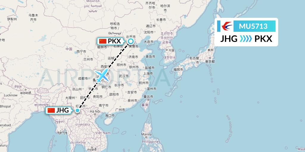 MU5713 China Eastern Airlines Flight Map: Jinghong to Beijing