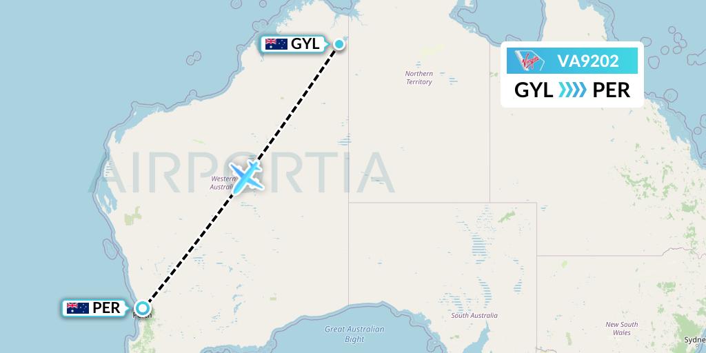 VA9202 Virgin Australia Flight Map: Argyle to Perth