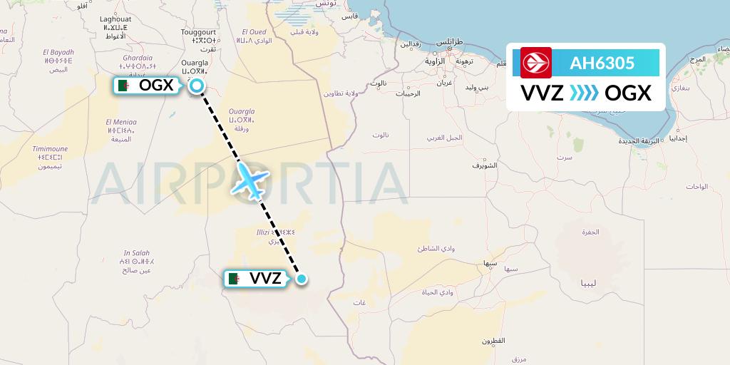 AH6305 Air Algerie Flight Map: Illizi to Ouargla