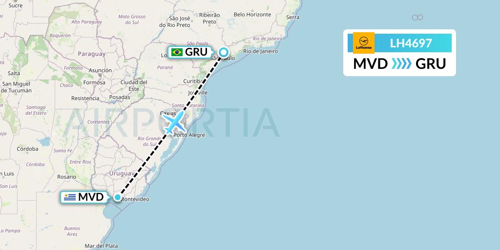 LH4697 Lufthansa Flight Map: Montevideo to Sao Paulo