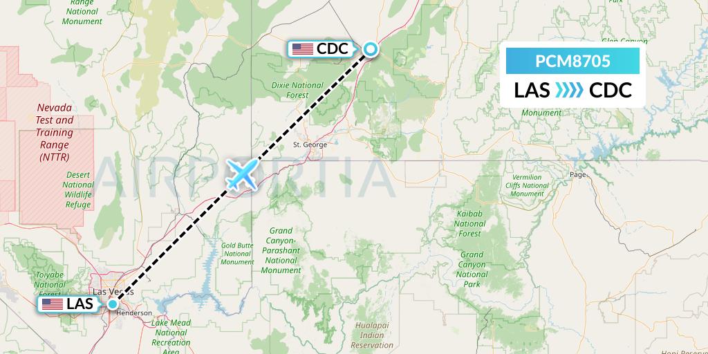 PCM8705 Westair Industries Flight Map: Las Vegas to Cedar City