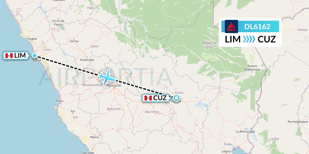 DL6162 Delta Air Lines Flight Map: Lima to Cusco
