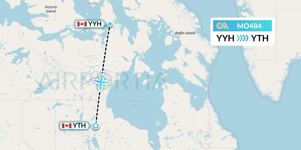 MO484 Calm Air Flight Map: Taloyoak to Thompson
