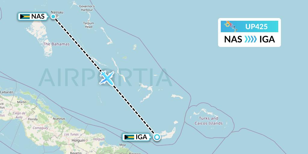 UP425 Bahamasair Flight Map: Nassau to Matthew Town