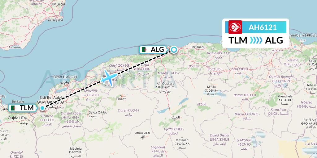 AH6121 Air Algerie Flight Map: Tlemcen to Algiers