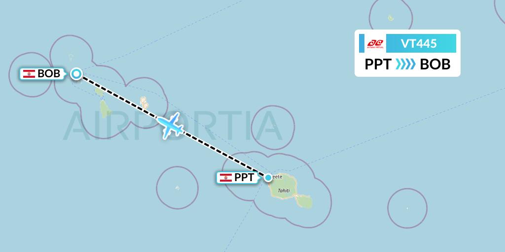 VT445 Air Tahiti Flight Map: Papeete to Bora Bora