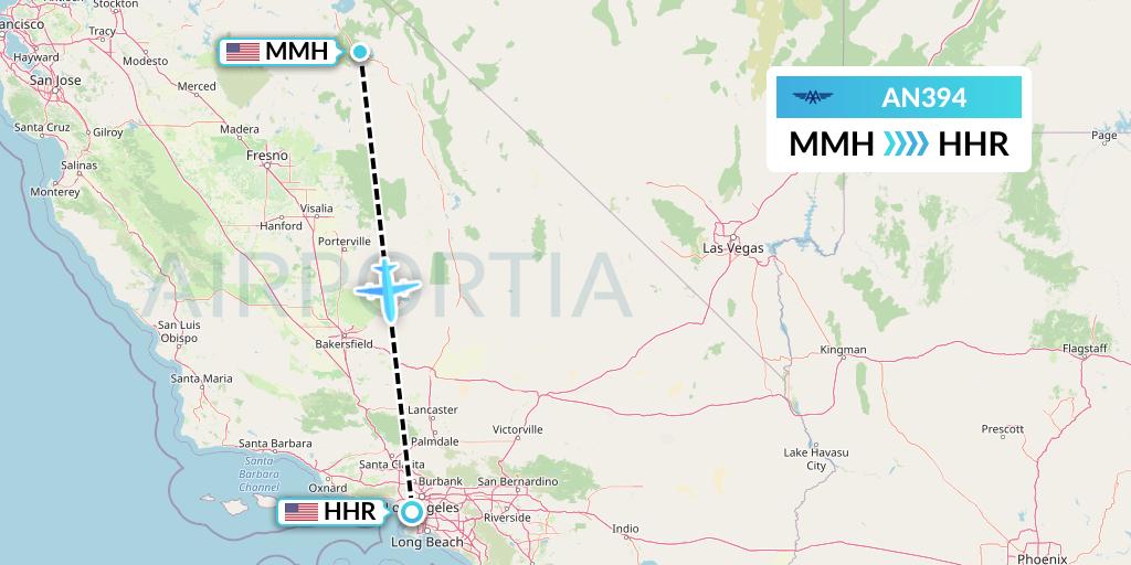 AN394 Advanced Air Flight Map: Mammoth Lakes to Hawthorne