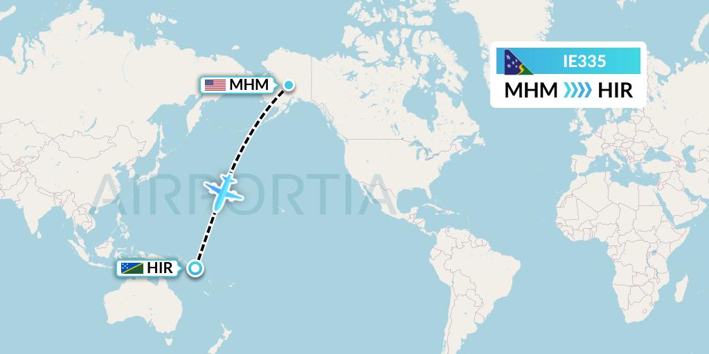 IE335 Solomon Airlines Flight Map: Minchumina to Honiara
