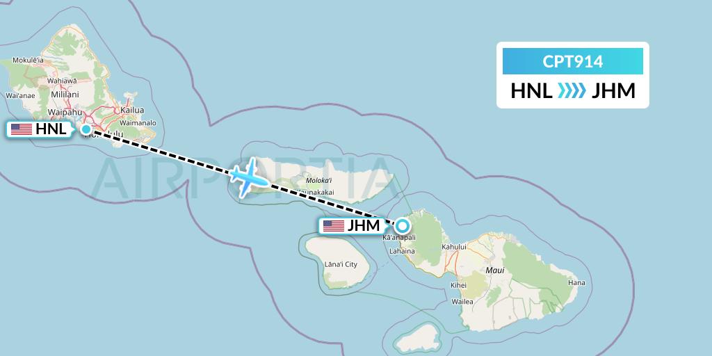 CPT914 Corporate Air Flight Map: Honolulu to Lahaina