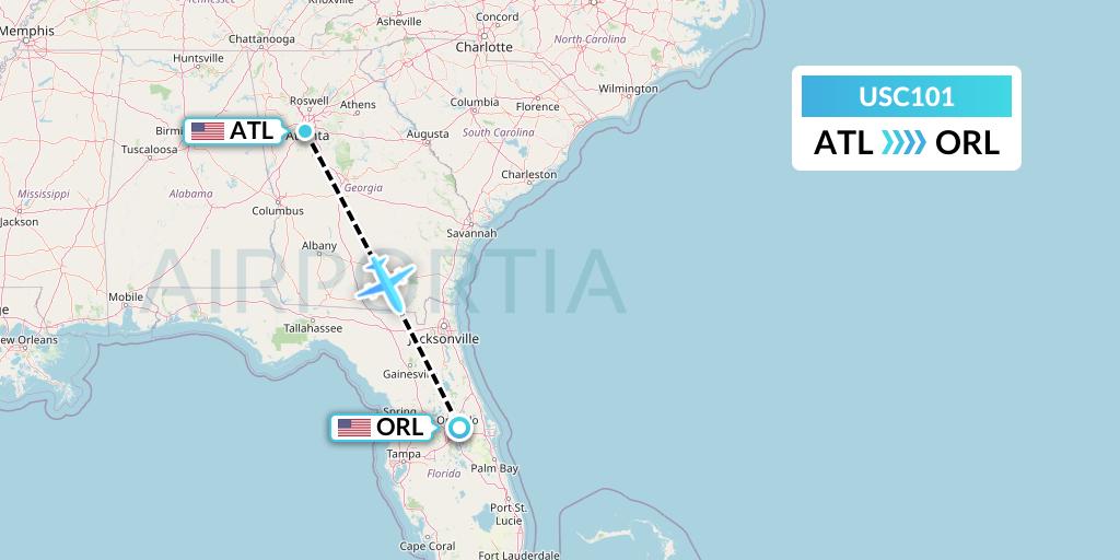 USC101 Airnet Express Flight Map: Atlanta to Orlando