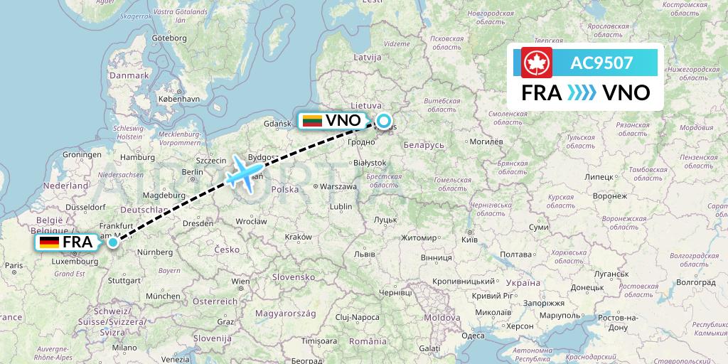 AC9507 Air Canada Flight Map: Frankfurt to Vilnius