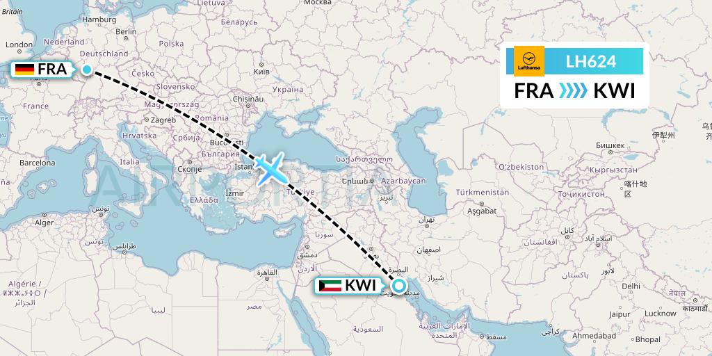 LH624 Flight Status Lufthansa Frankfurt to Kuwait City (DLH624)