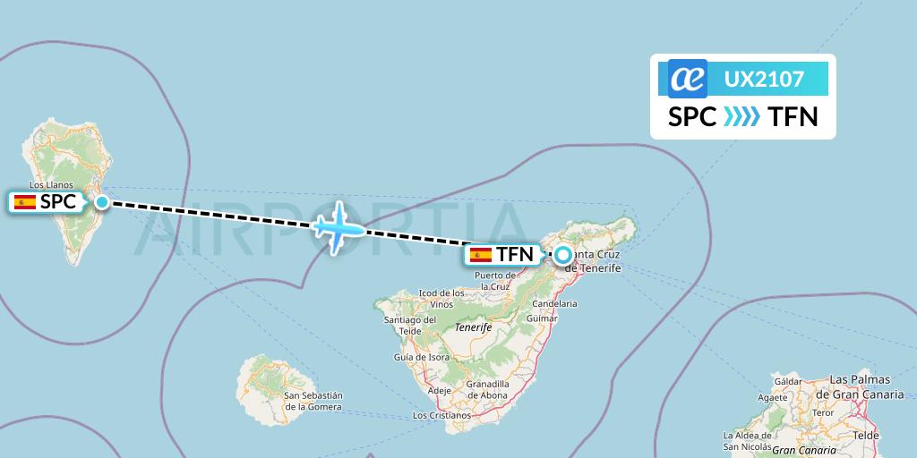 UX2107 Air Europa Flight Map: La Palma to Tenerife