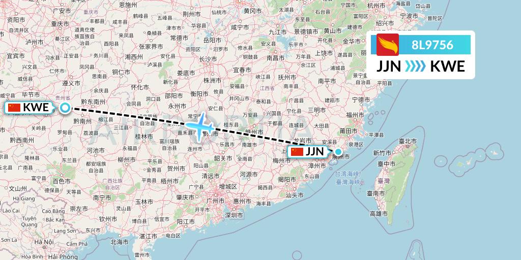 8L9756 Lucky Air Flight Map: Jinjiang to Guiyang