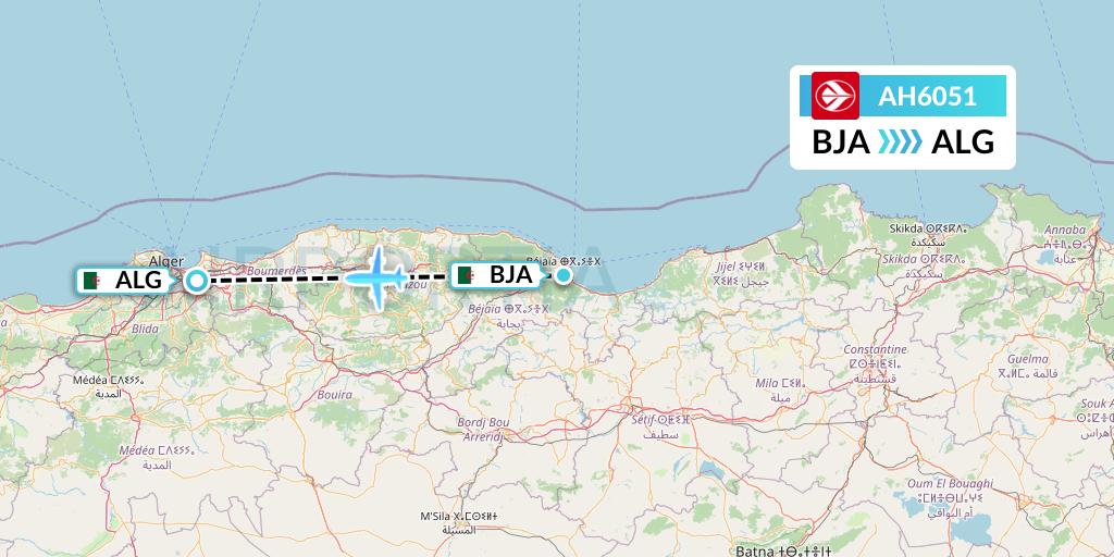 AH6051 Air Algerie Flight Map: Bejaia to Algiers