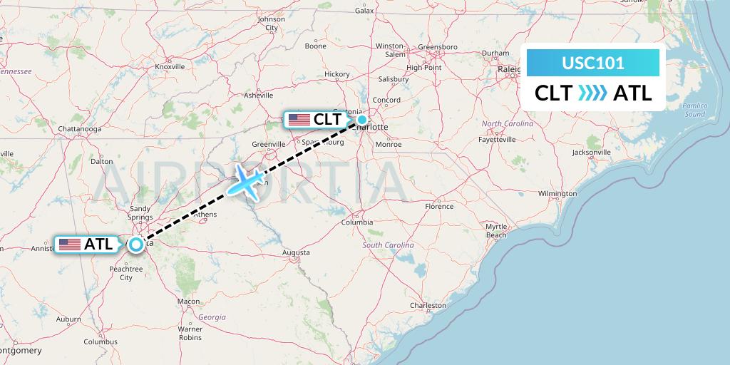 USC101 Airnet Express Flight Map: Charlotte to Atlanta