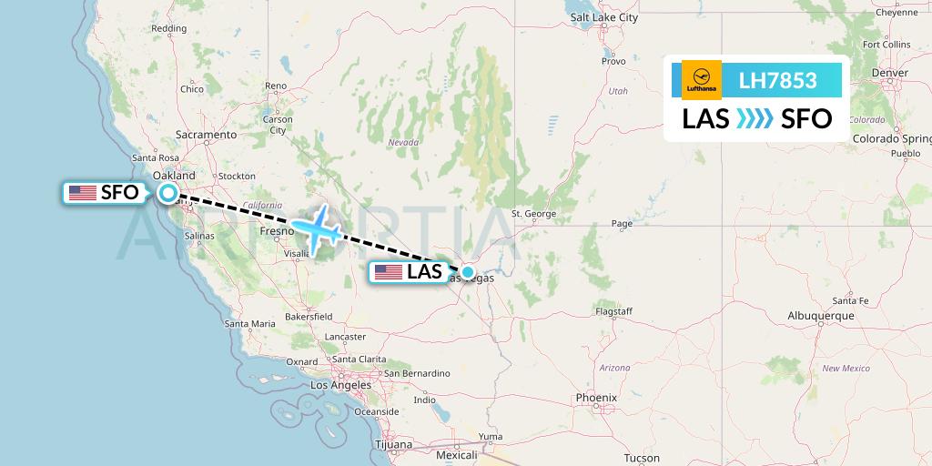 LH7853 Lufthansa Flight Map: Las Vegas to San Francisco