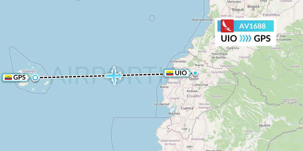 AV1688 Avianca Flight Map: Quito to Galapagos