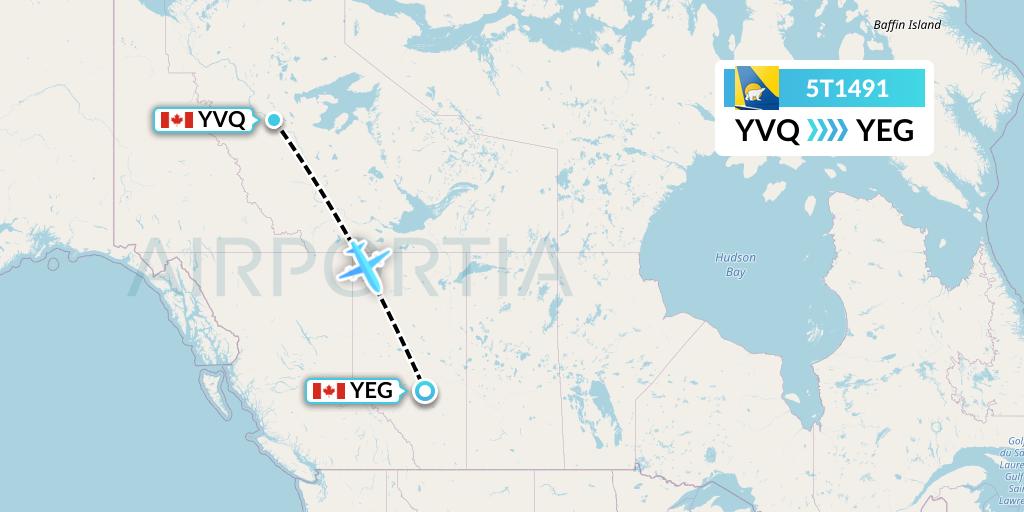 5T1491 Canadian North Flight Map: Norman Wells to Edmonton