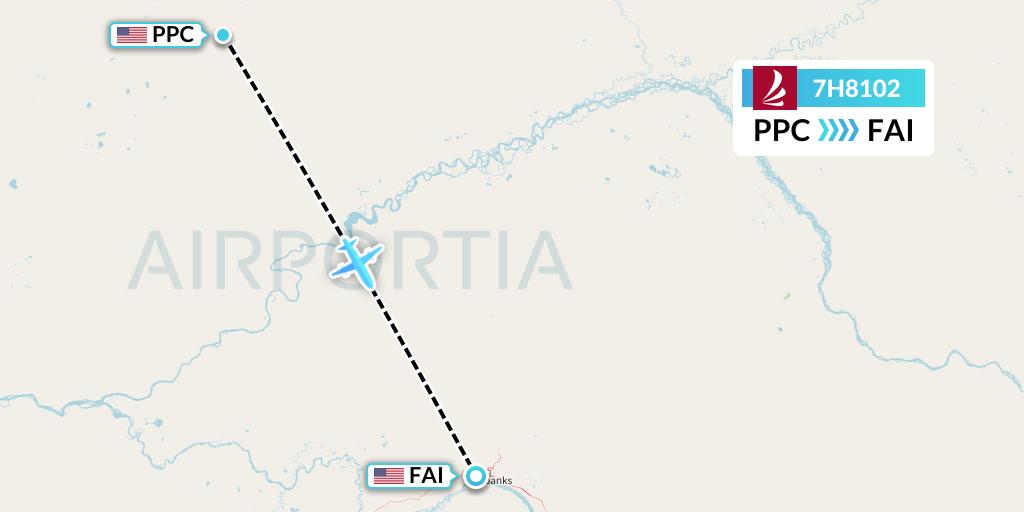 7H8102 Ravn Alaska Flight Map: Prospect Creek to Fairbanks