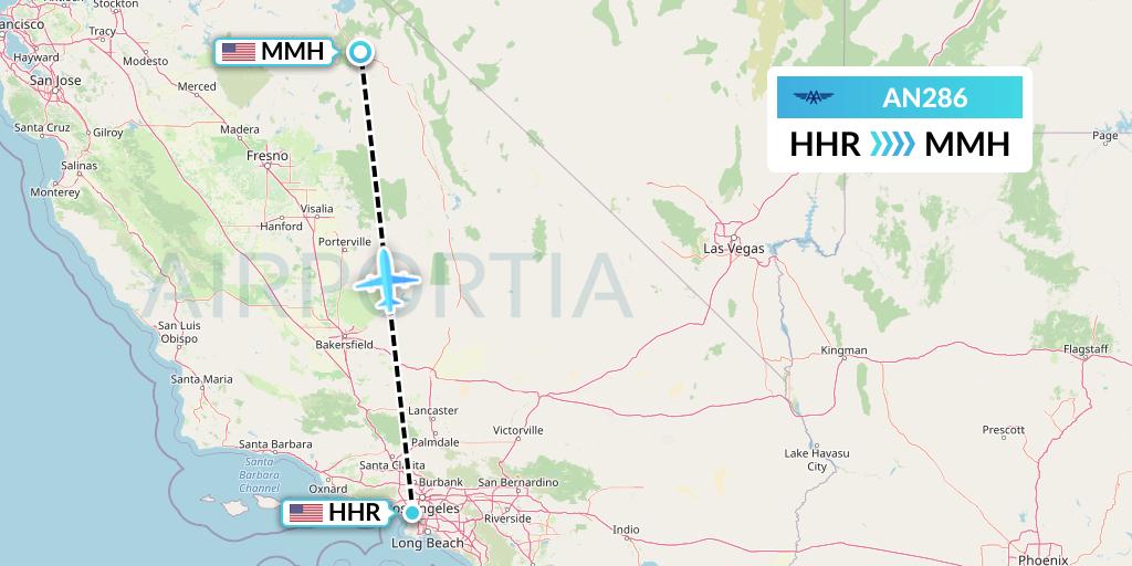 AN286 Advanced Air Flight Map: Hawthorne to Mammoth Lakes