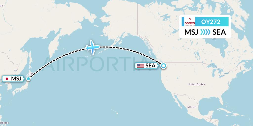 OY272 Omni Air International Flight Map: Misawa to Seattle