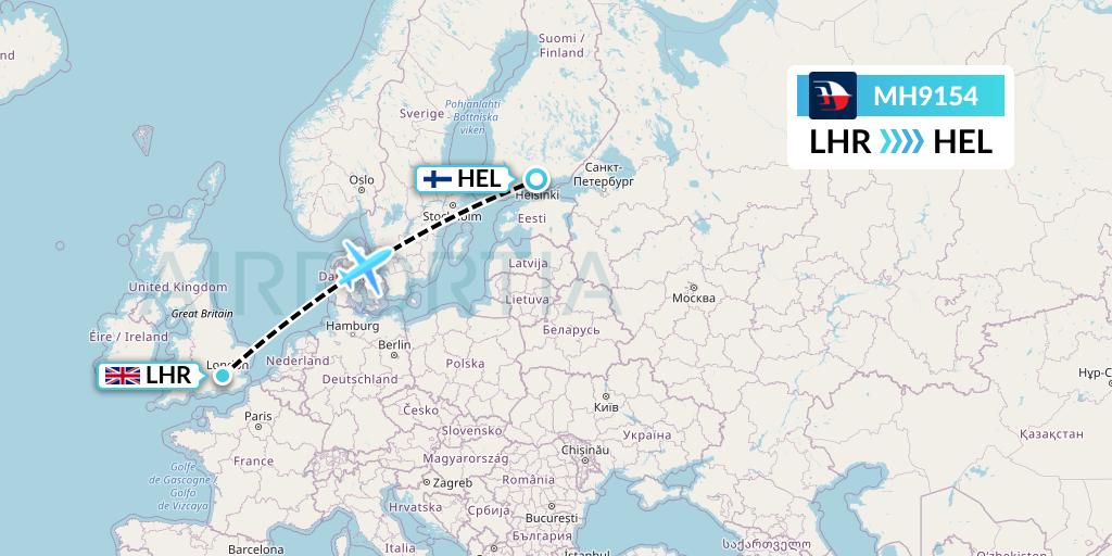 MH9154 Malaysia Airlines Flight Map: London to Helsinki