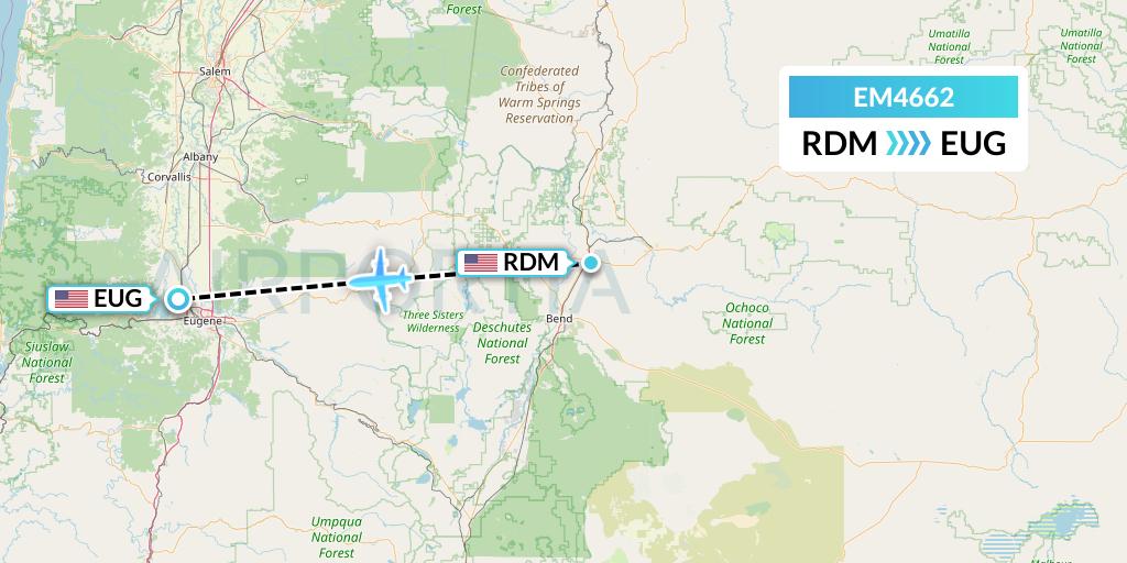 EM4662 Empire Airlines Flight Map: Redmond to Eugene