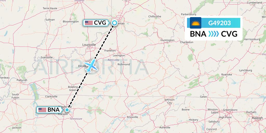 G49203 Allegiant Air Flight Map: Nashville to Cincinnati