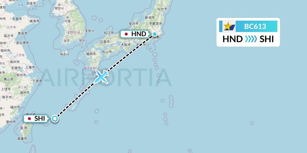 BC613 Skymark Airlines Flight Map: Tokyo to Japan