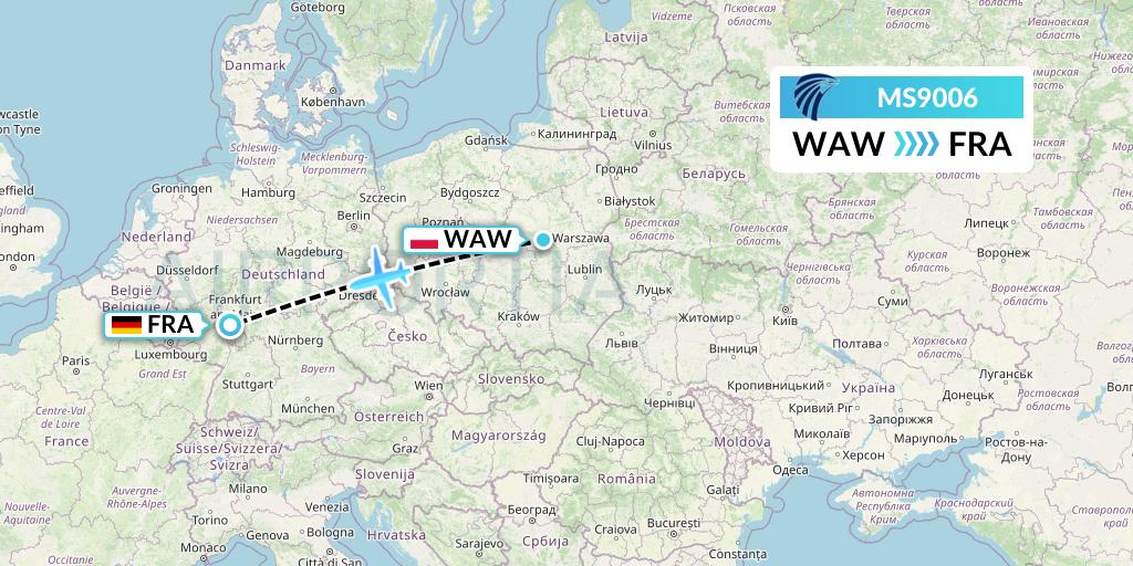 MS9006 EgyptAir Flight Map: Warsaw to Frankfurt
