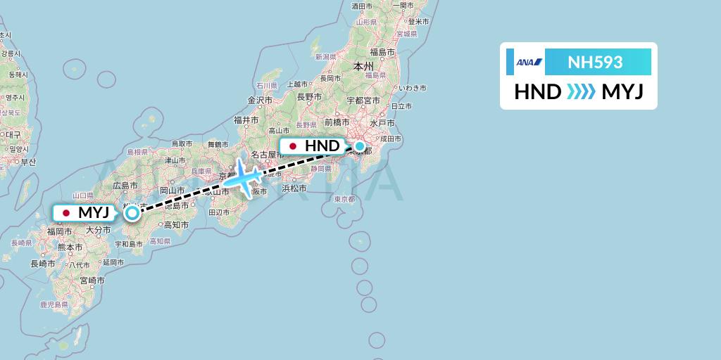 NH593 All Nippon Airways Flight Map: Tokyo to Matsuyama