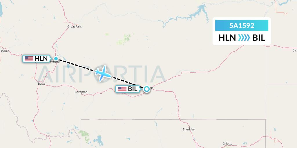 5A1592 Alpine Air Express Flight Map: Helena to Billings