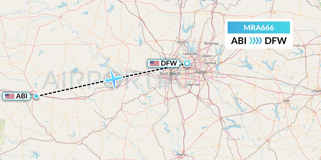 MRA666 Martinaire Flight Map: Abilene to Dallas