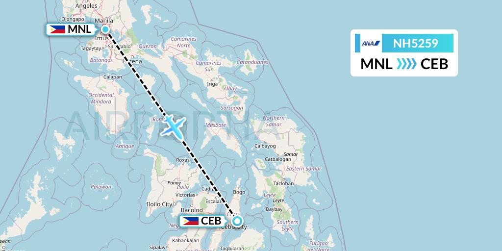 NH5259 All Nippon Airways Flight Map: Manila to Cebu