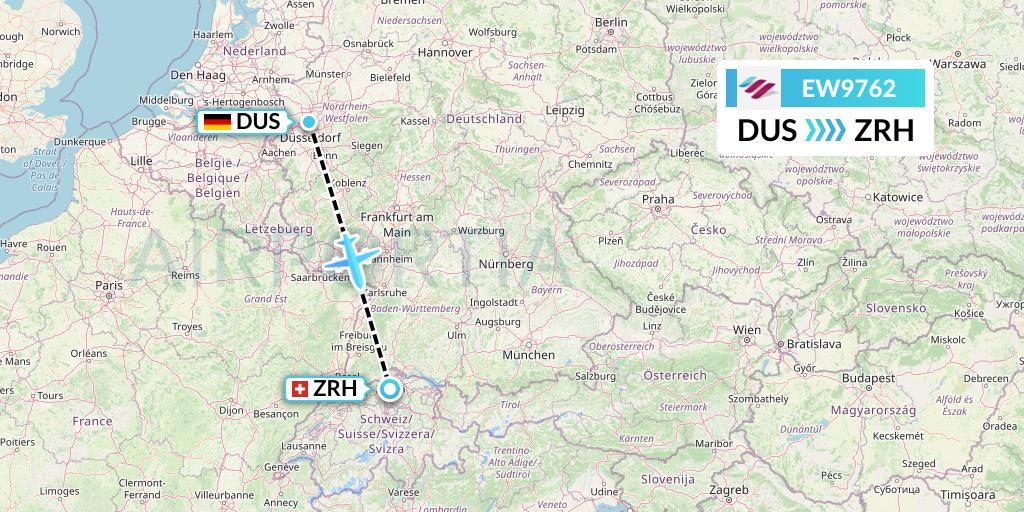 EW9762 Eurowings Flight Map: Dusseldorf to Zurich